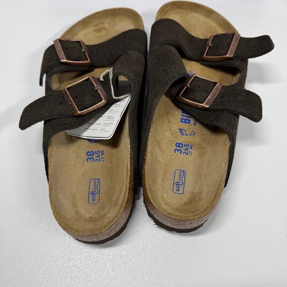 NIB • Birkenstock Arizona Soft Footbed Suede Leather Size 38 L7/M5 - Picture 4 of 8